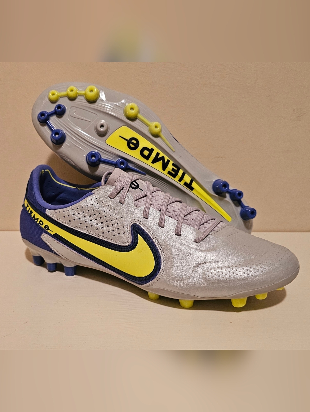 New Nike Tiempo Legend 9 Elite AG DB0824-076 Gray Blue Soccer Cleats